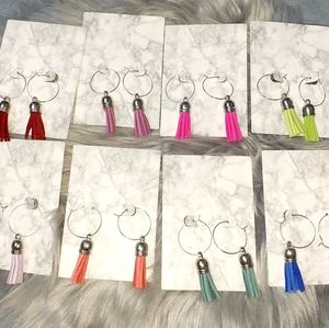 8 pairs tassel hoop earrings